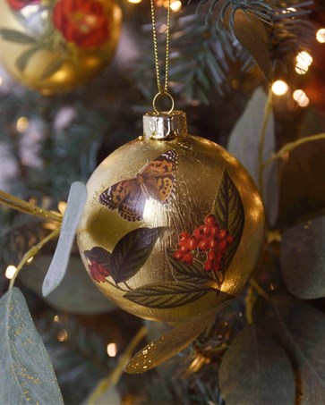 Gisela Graham Gisela Graham Christmas Bauble with Black and Gold Bumble Bee Hanging Decoration 5030026006729 